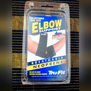Tru Fit One Size Adjustable Elbow Support Breathable Neoprene Plush Terry